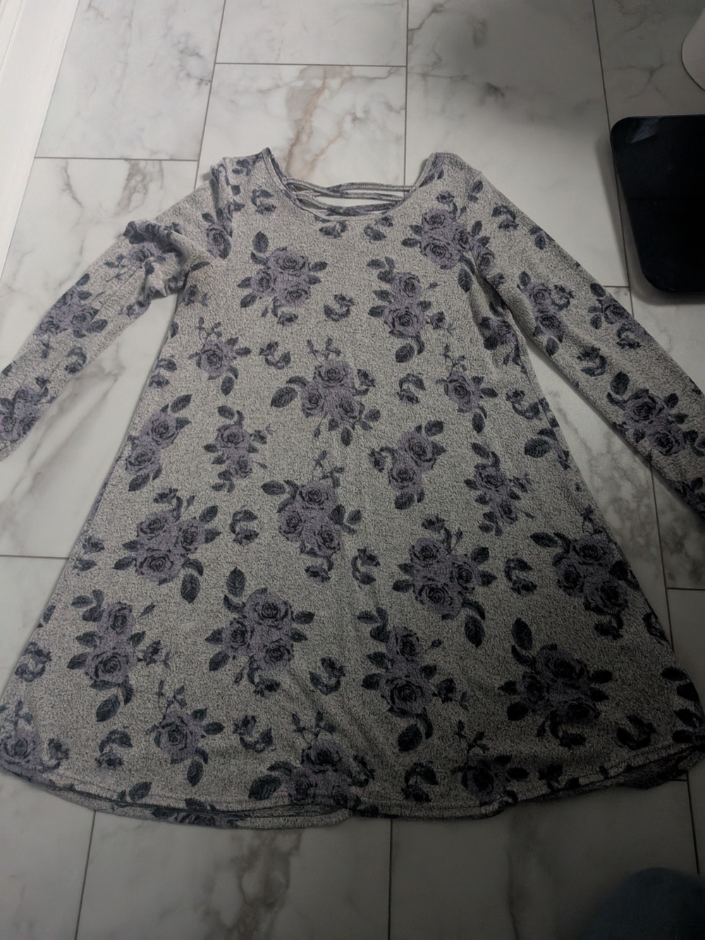Alya Floral Lace-Up Back Mini Dress Size Small Long sleeved